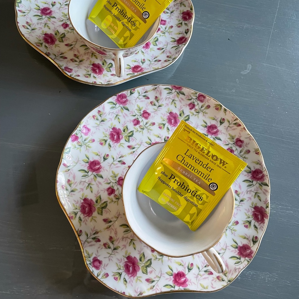 Fine china, antique wedding tea set, numbered, $25